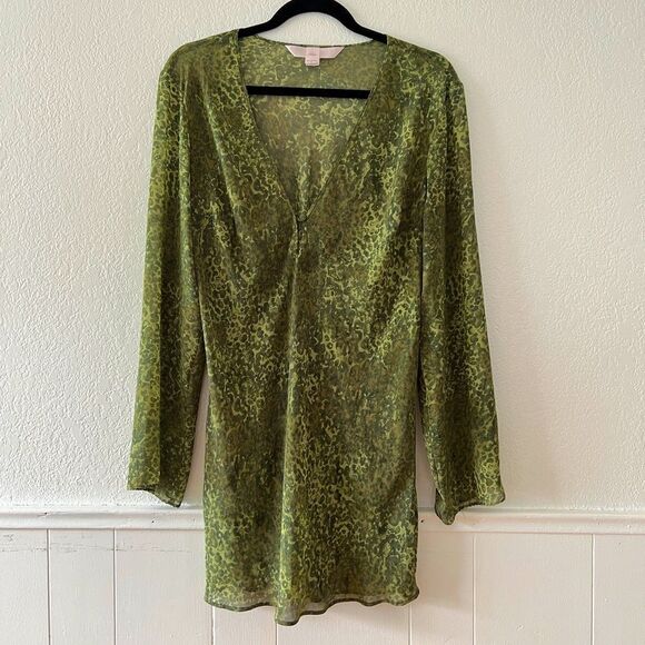 Victoria's Secret Other - Vintage Victorias Secret olive green semi sheer Y2K mini dress dolly L